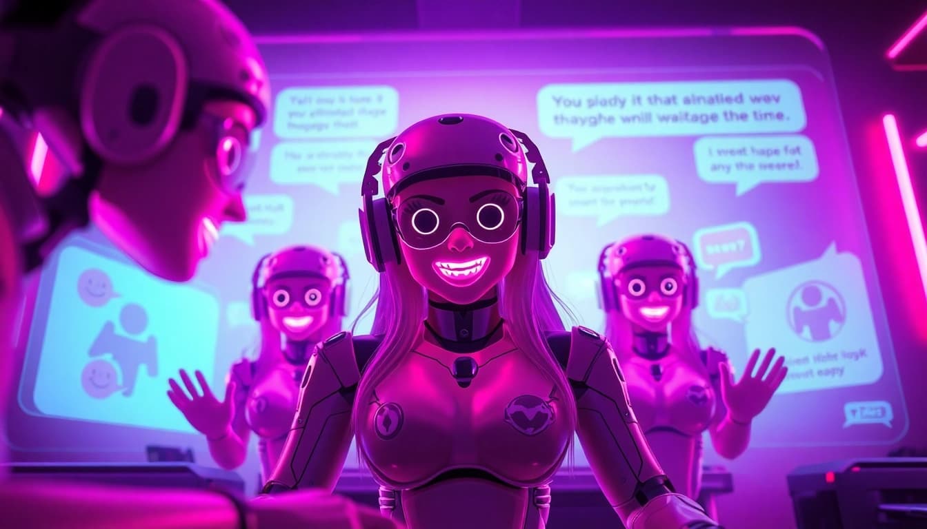 Engaging interactive scene of free sex ai chat characters and interface