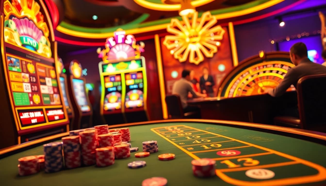 Keluaran HK live draw showcasing a luxurious casino table with vibrant poker chips and roulette wheel.