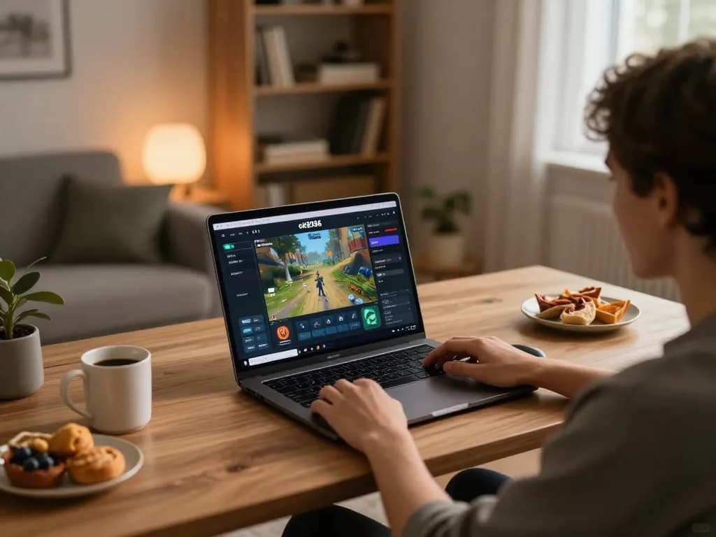 Engaging online gaming session featuring game ok8386 interface in a cozy setup.