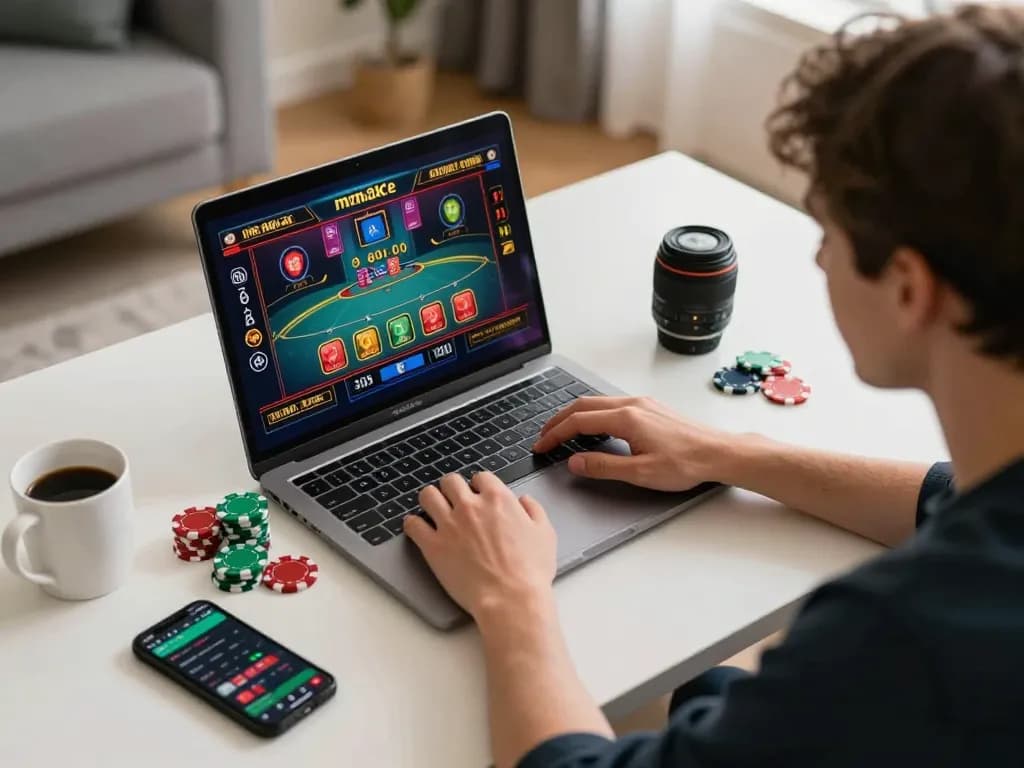 Engaging gameplay on nhà cái mm88 during an online casino session from a modern home office