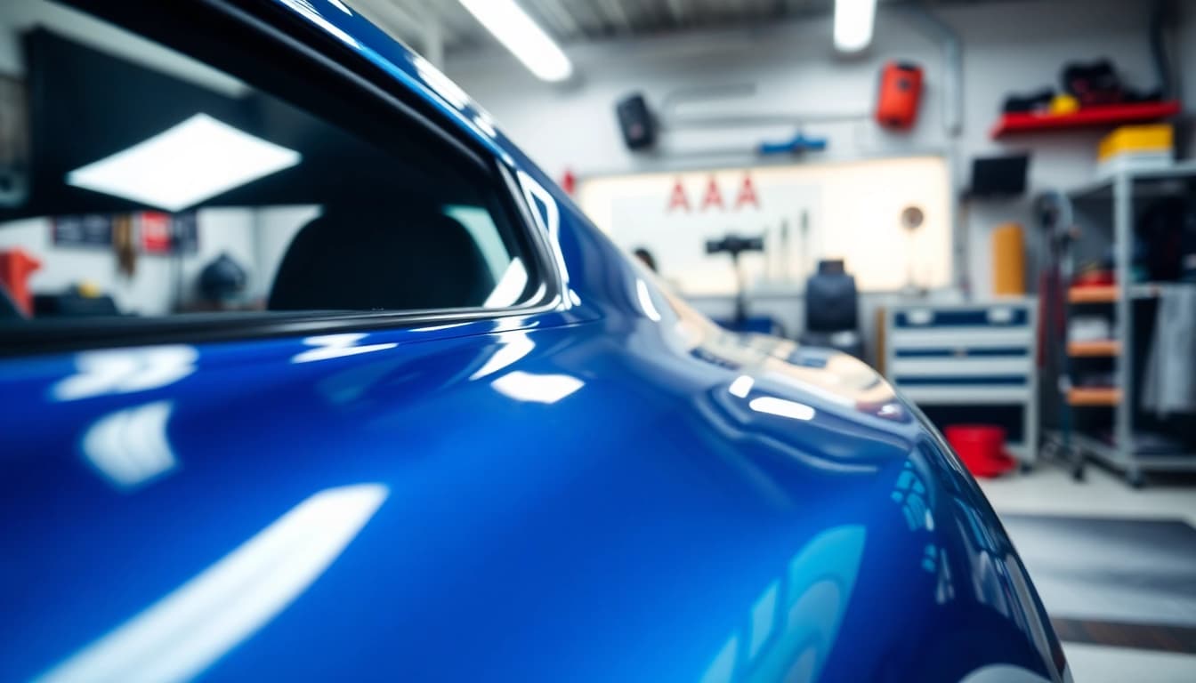 Enhance your vehicle's appearance with paint protection film near me in a professional detailing shop.