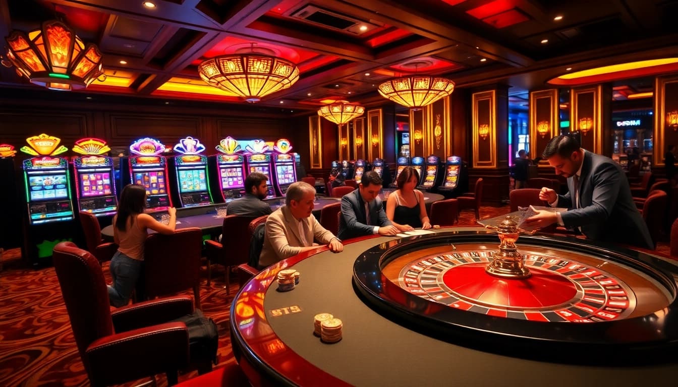 Experience the thrill of for88 with vibrant casino tables and engaged players.