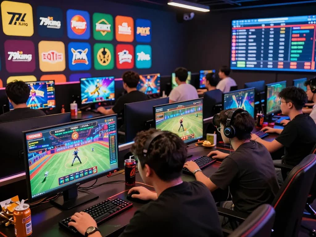 Players engrossed in 79king online games, showcasing vibrant action and excitement.
