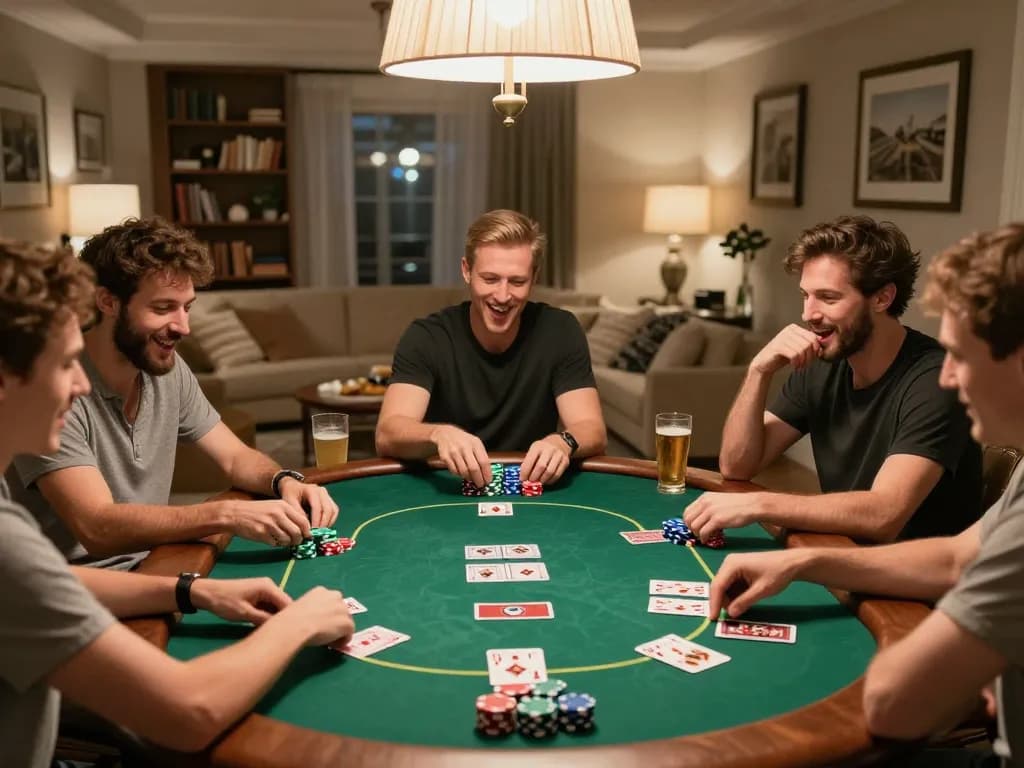 Play poker with friends at home, showcasing the excitement of online casino malaysia gaming