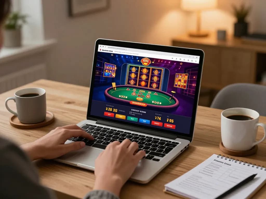 KONG88 online gaming interface displayed on laptop at home, highlighting engaging gameplay and strategic focus.