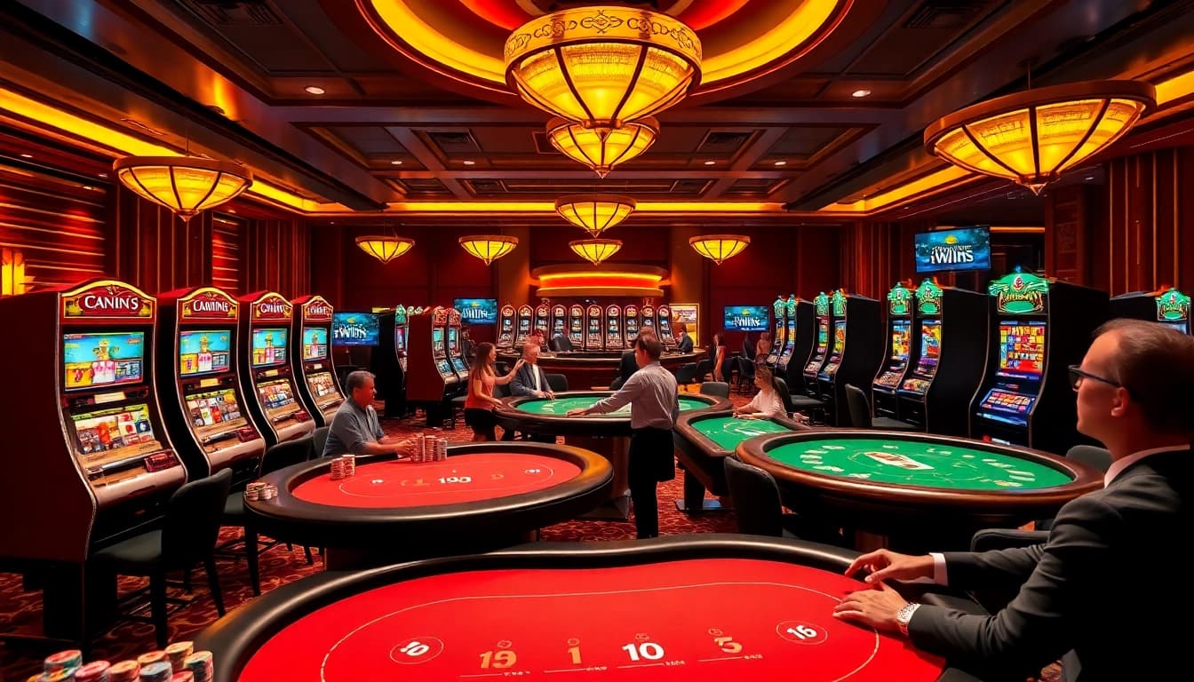 Engaging players at iWin online casino table games and slots in a vibrant setting.