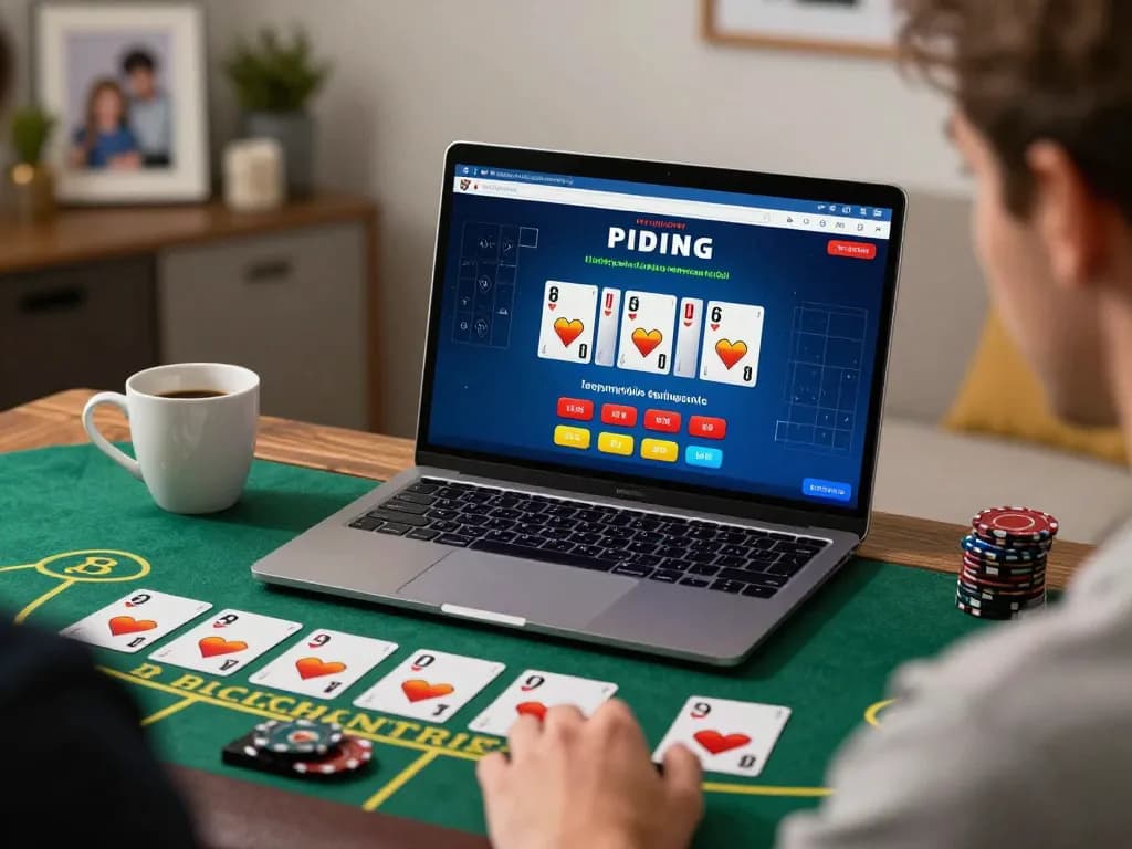 Experience nhà cái gg88 with a live dealer baccarat game on a laptop in a cozy home setting.