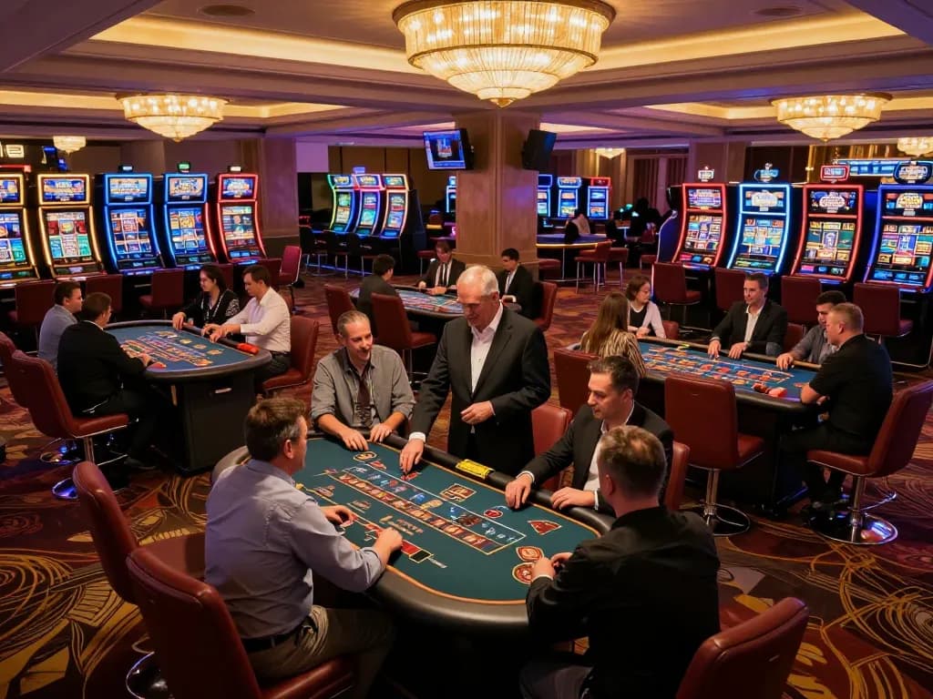 Experience the excitement of open88 com at a vibrant casino, with engaged players and professional dealers in action.