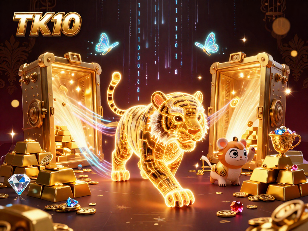 Experience thrilling gaming with TK10 in a vibrant 3D casino world full of riches.
