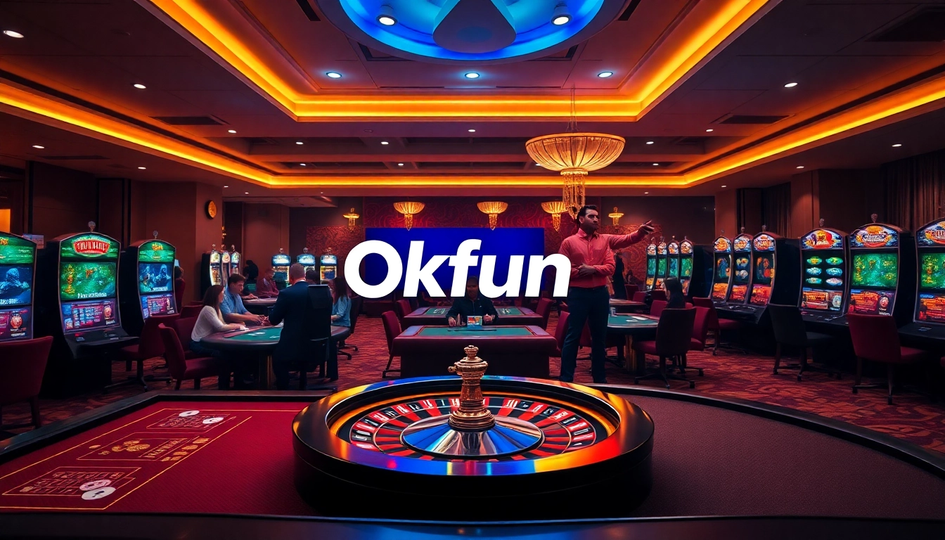 Engage in high-stakes poker at Okfun’s lively online casino, showcasing vibrant gameplay.