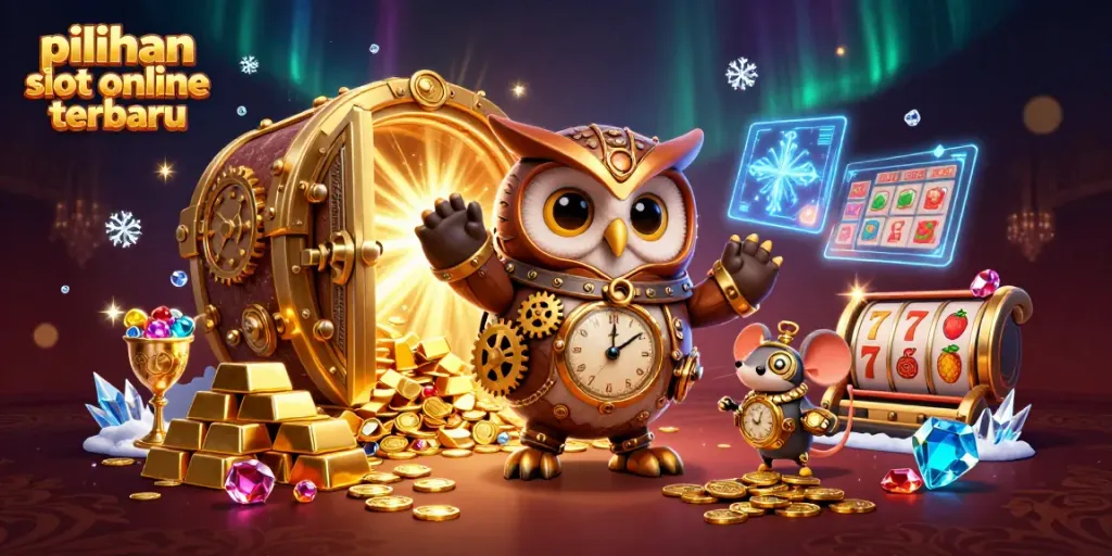 Rasakan keseruan pilihan slot online terbaru dengan gambar penuh harta dan simbol kasino klasik.