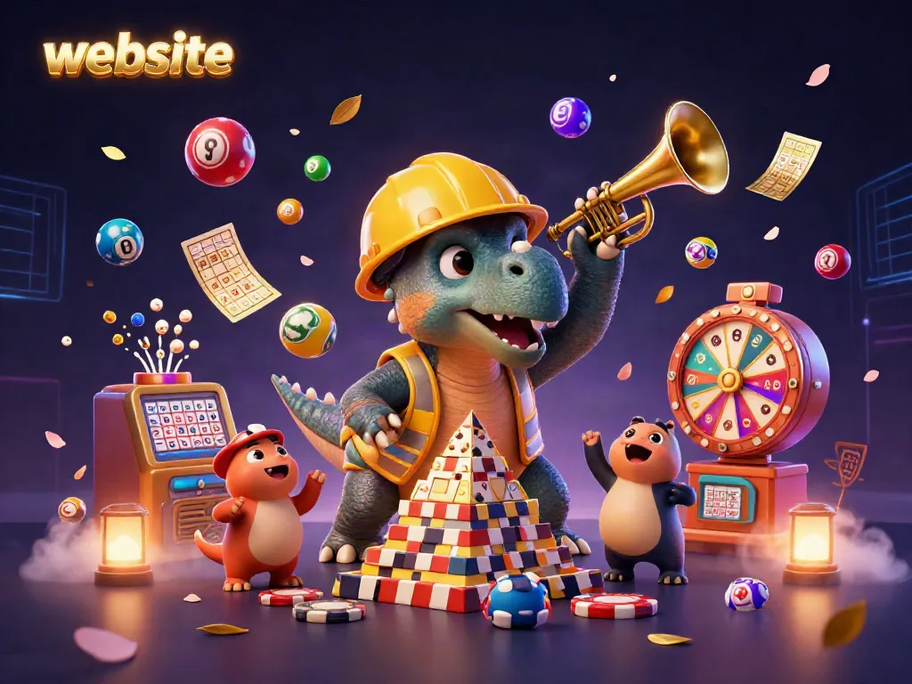 Menyusun tumpukan chip poker, triceratops merayakan kemenangan di website kasino online.