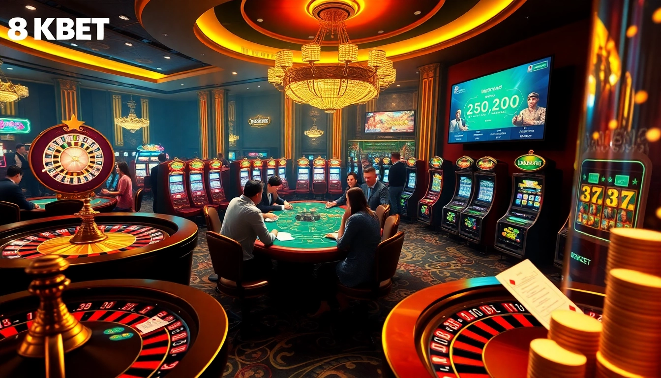 Engage with 8KBET's exciting casino atmosphere, featuring roulette and slots for thrilling gameplay.