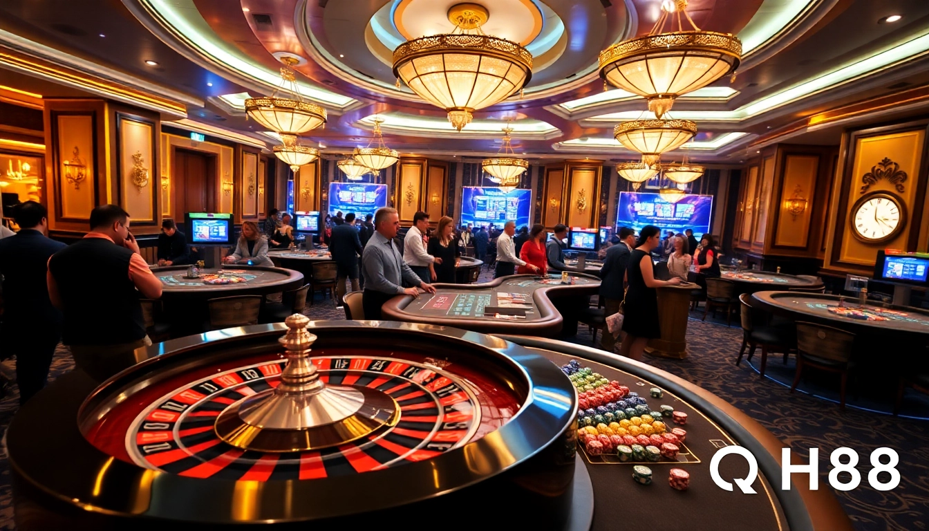 Experience the excitement of QH88 with vibrant casino tables and thrilling games.
