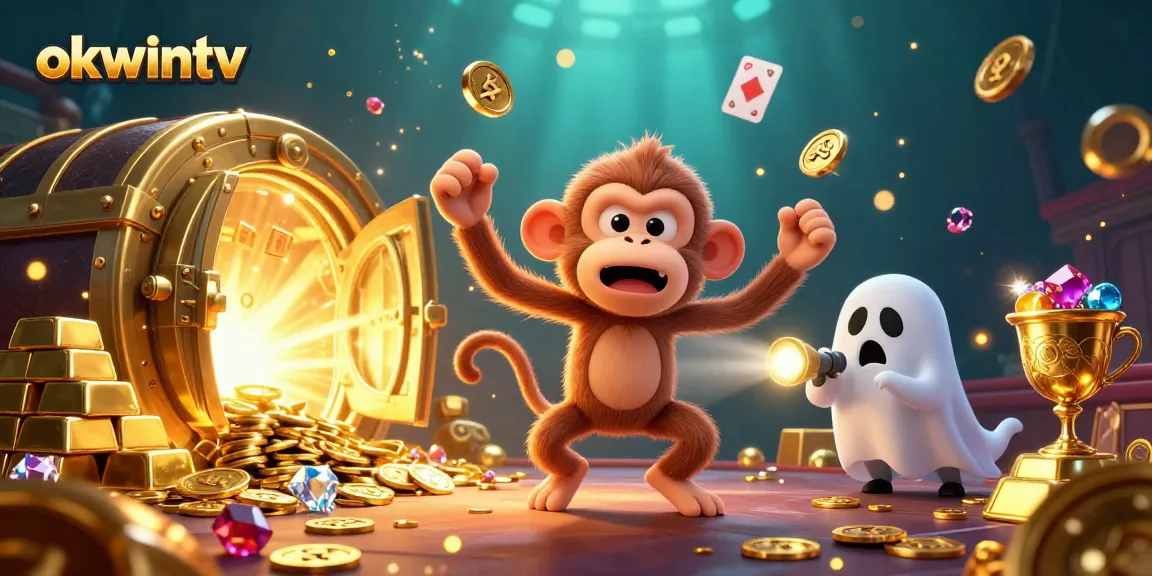Engage with okwintv's exciting casino experience featuring a playful monkey and a ghost-hunter puppy.