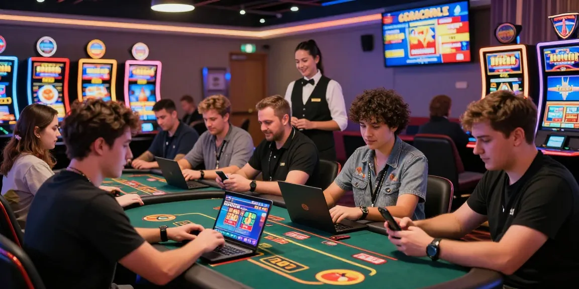 New online casinos in the UK scene showing diverse players enjoying games in a vibrant, inviting casino environment.