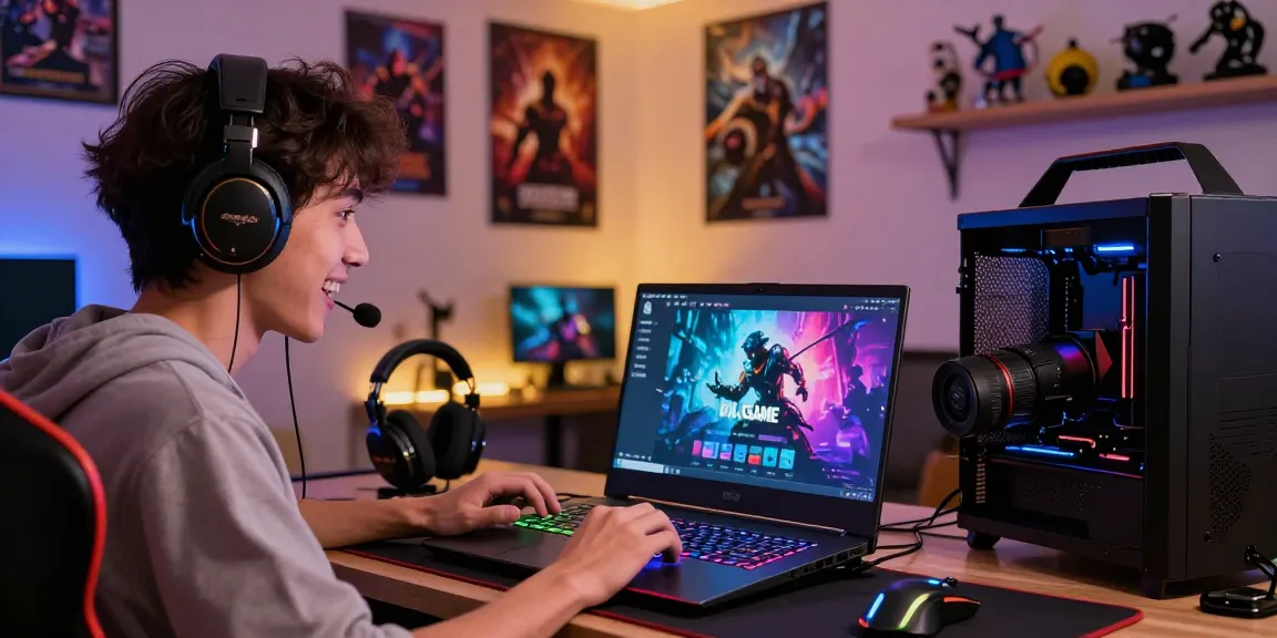 Raja Game login on a laptop showcasing vibrant online gaming interface with accessories.