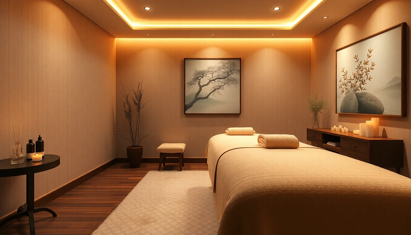 Relaxing interior of a massage therapy room for 동탄출장마사지, designed for comfort and tranquility.