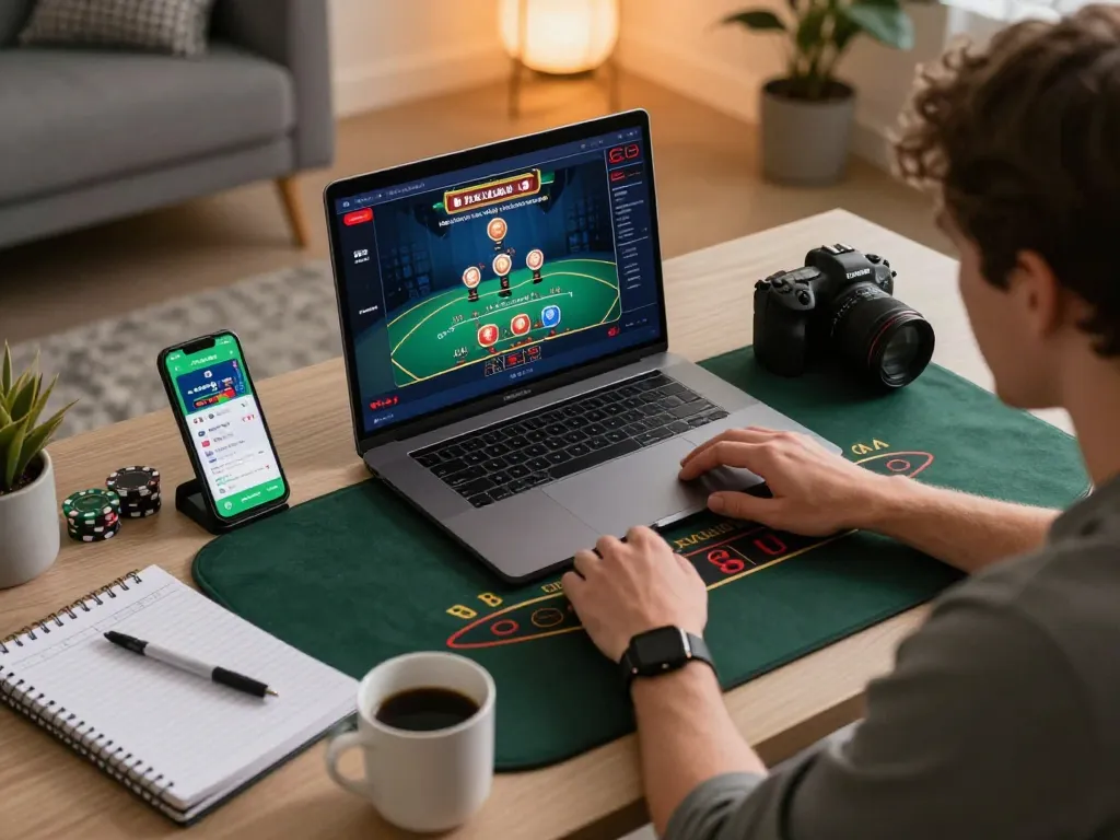 Winning strategies at bl555 online gaming setup with live blackjack action on laptop