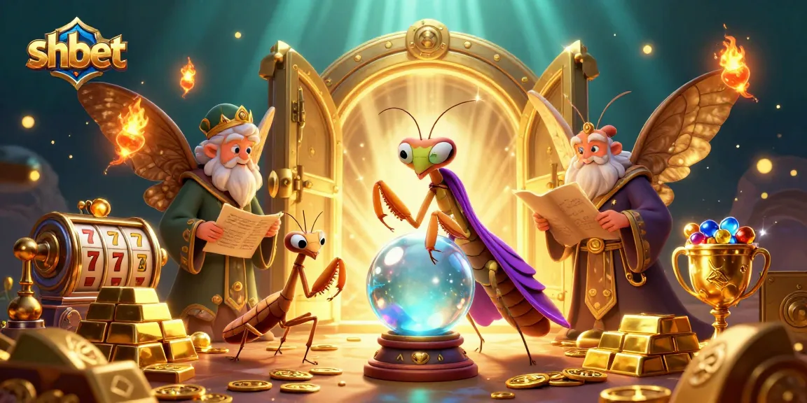 Engage with shbet through an enchanting 3D illustration featuring a fortune teller and a moth librarian.