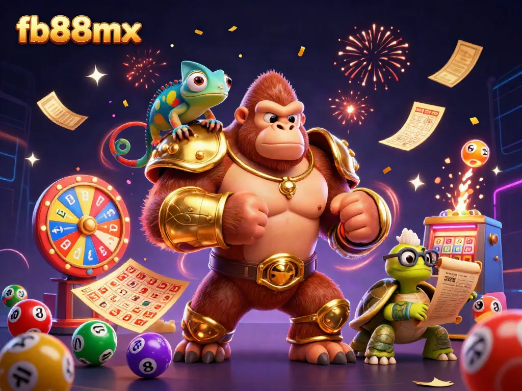 Engage in thrilling action at fb88mx casino, featuring lively characters and dynamic gambling elements.