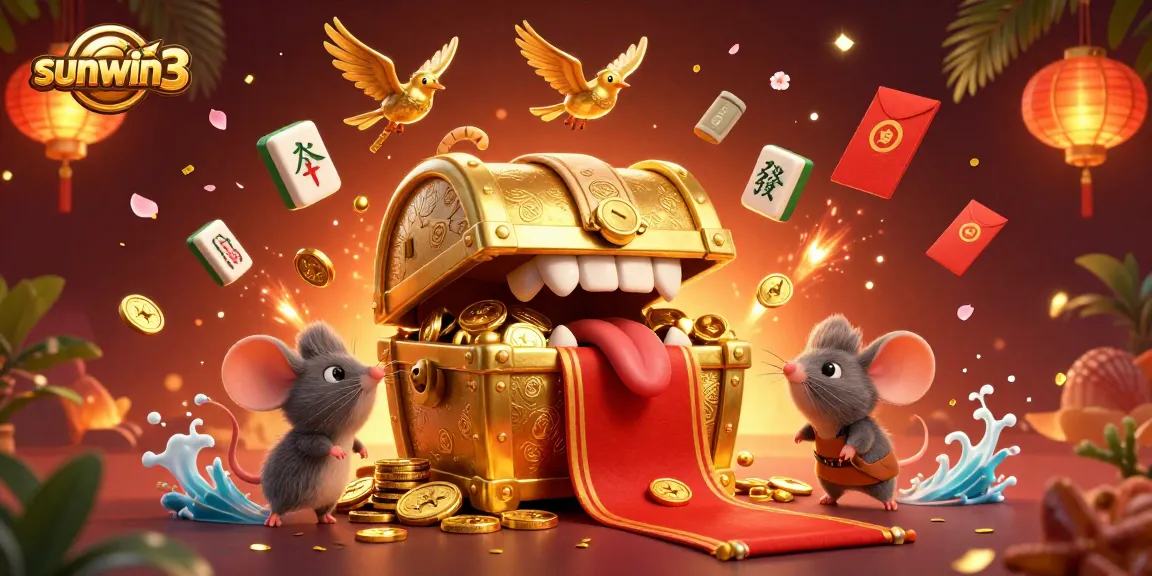 Experience thrilling gaming action at sunwin3, featuring a treasure chest and dynamic gaming elements.