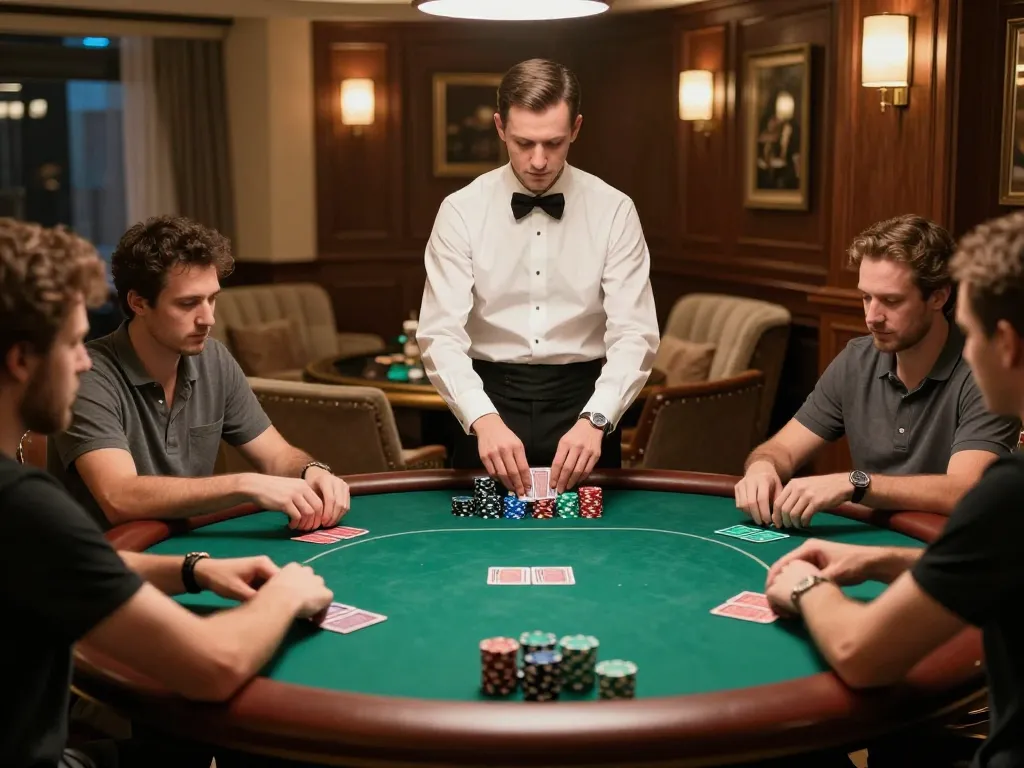 FLY88 players engaged in an intense poker game in a luxurious private setting.