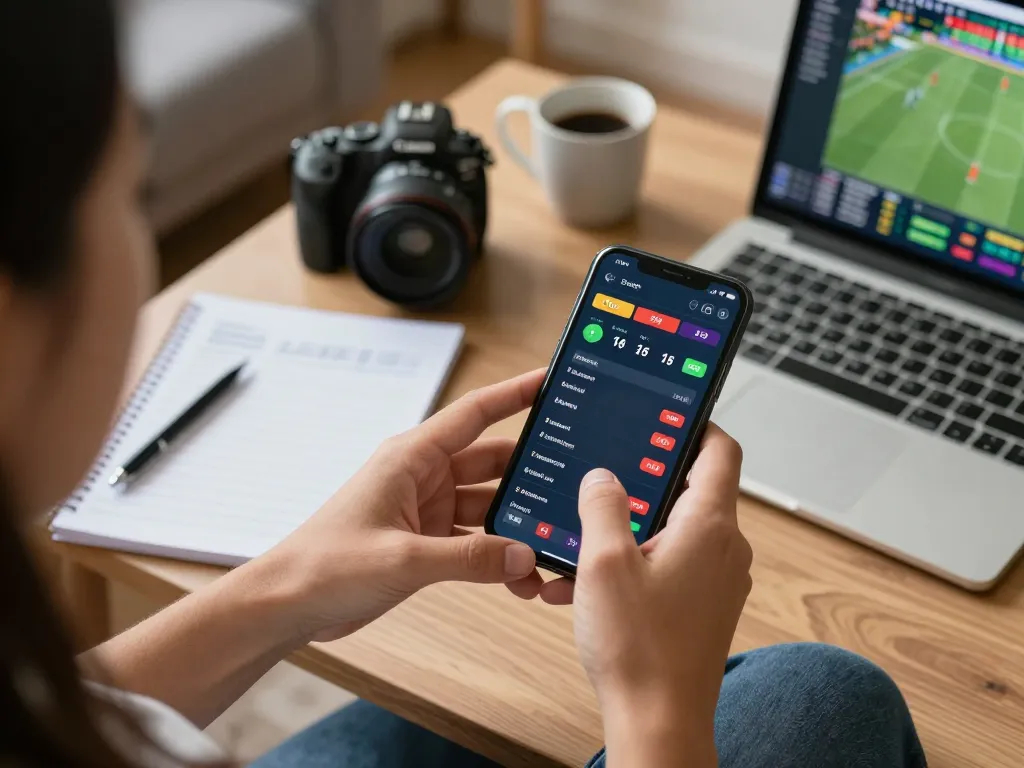 Lc88 đăng nhập through mobile app showcasing exciting live sports betting options in a cozy home setup.