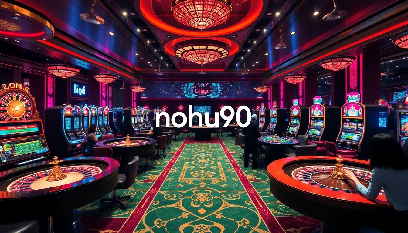 Nohu90 platform showcasing players enjoying casino games in a vibrant gambling environment.