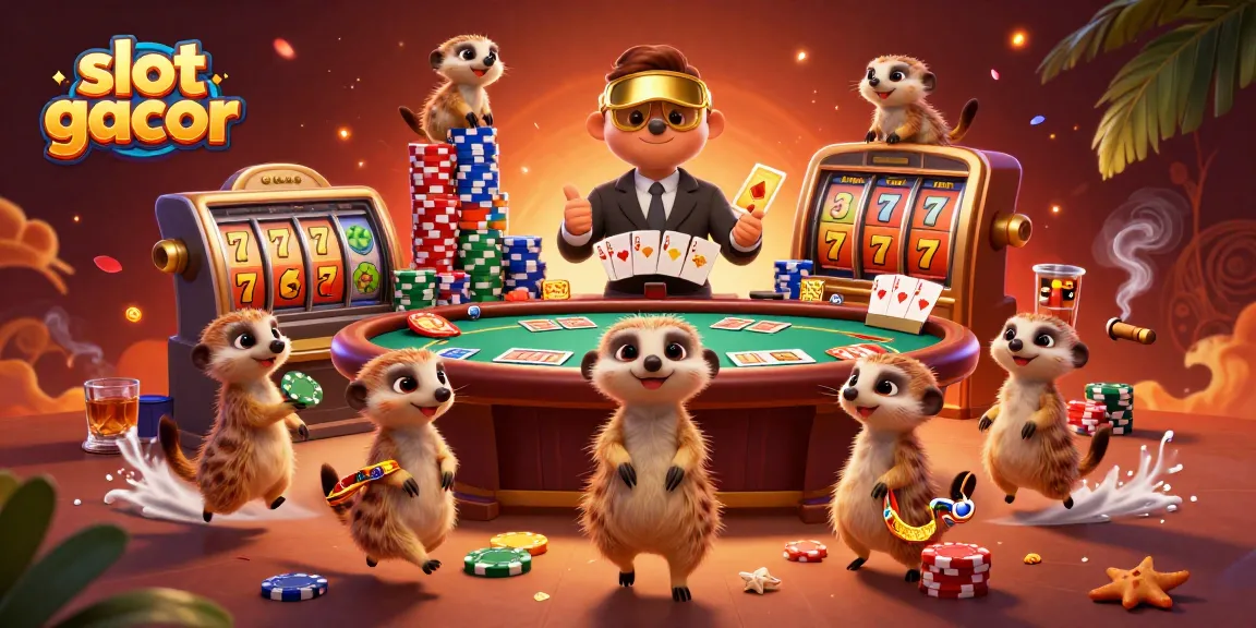 Engage with slot gacor as meerkats run a vibrant 3D casino operation filled with slot elements.