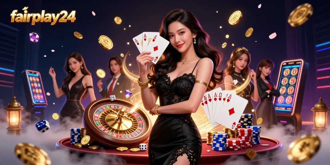 Experience thrilling wins with fairplay24 at a luxurious casino setting, showcasing ace cards and jackpot excitement.