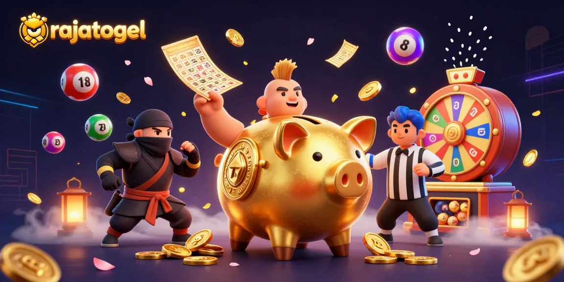 Menangkan angka di permainan rajatogel dengan bola lotere berwarna-warni yang aktif dan elemen kasino menarik.