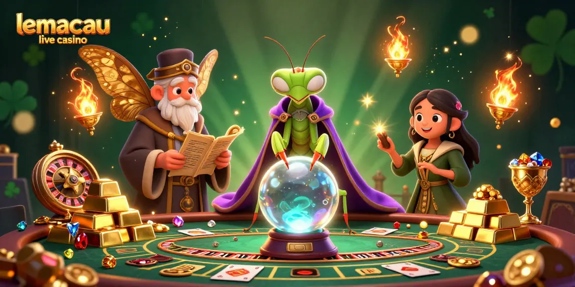 Experience exciting action at lemacau live casino with vibrant gaming elements surrounding mystical characters.