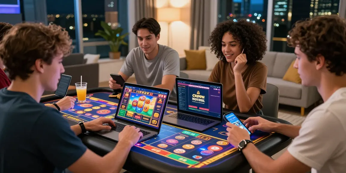 Players enjoying bonus buy slots UK at home with devices in modern gaming setup.