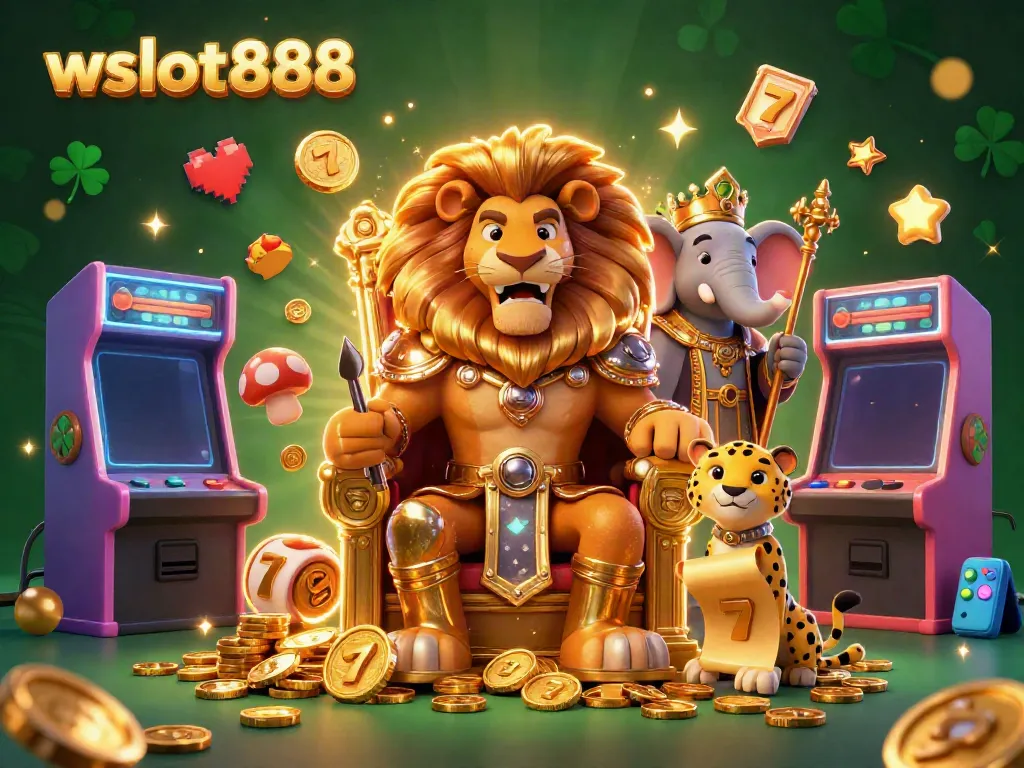 Wslot888, permainan slot gacor dengan karakter 3D di lingkungan kasino yang megah.