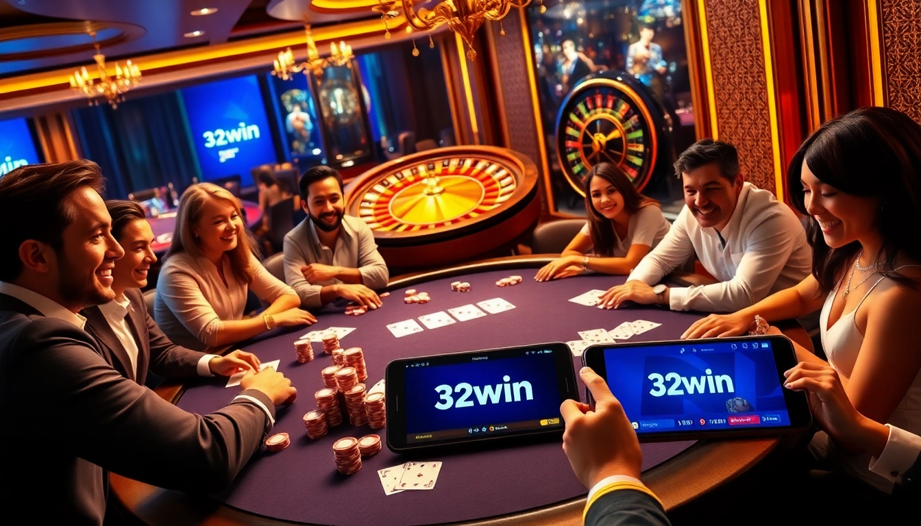 Experience the excitement of gambling at 32win trang chủ with a dynamic poker table and players.