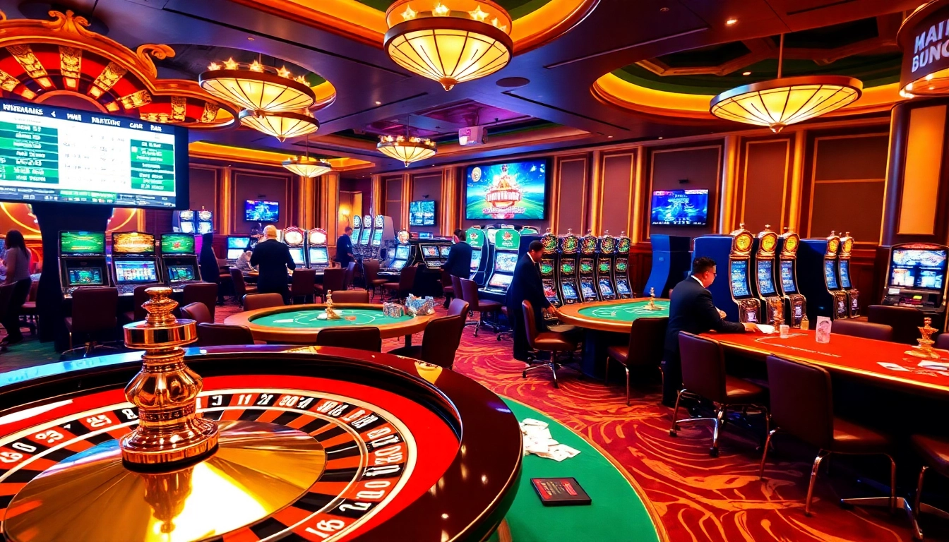 Winning strategies at https://may88us.com/ showcased in a vibrant casino scene with players engaged in action.