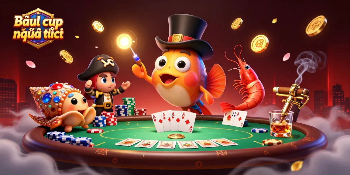 Bầu cua bịp mới nhất illustration showcasing a deep-sea anglerfish attracting golden coins amidst casino elements and characters.