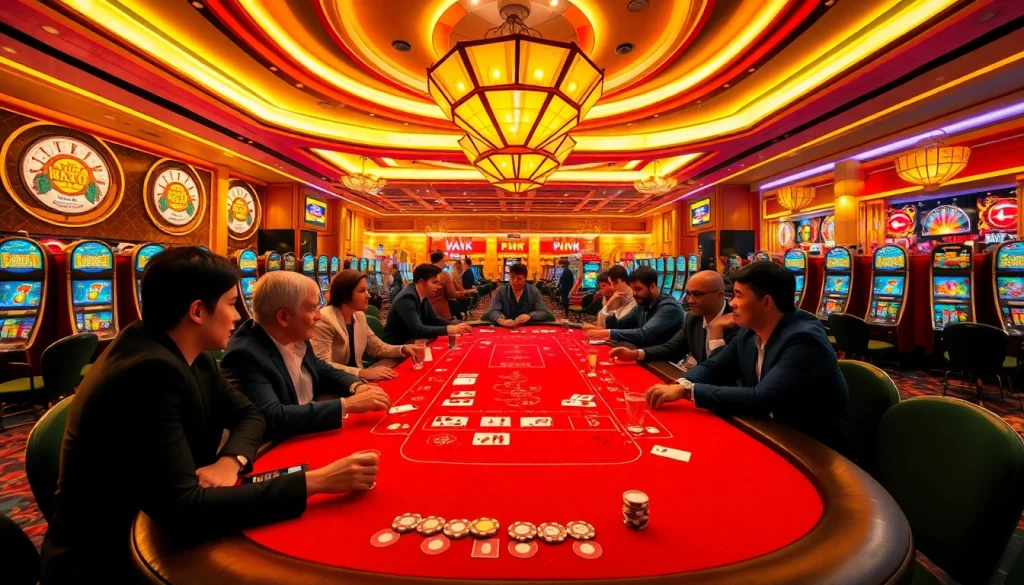Play exciting games at a vibrant Casino table with engaging atmosphere and enthusiastic players.