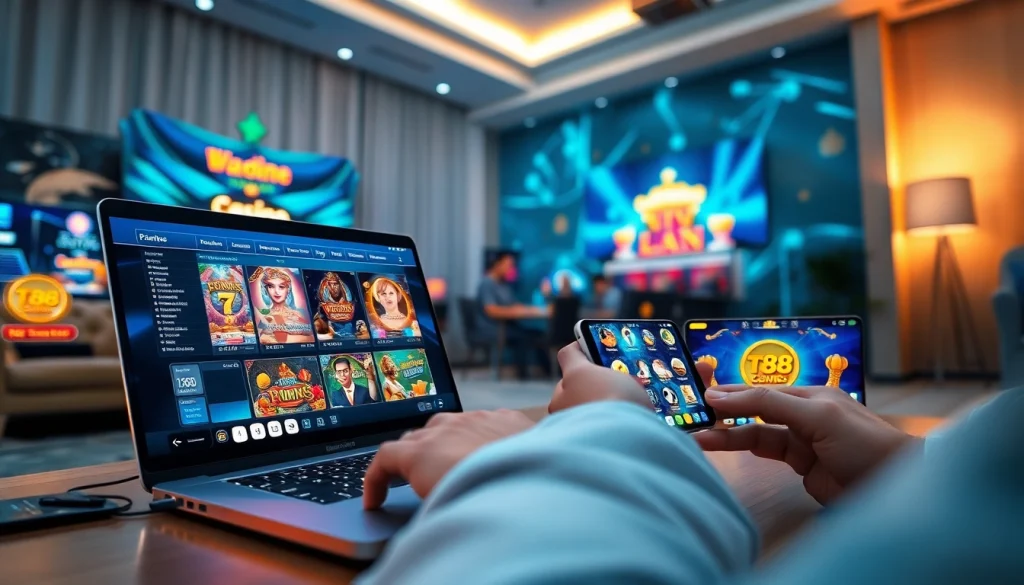 Engaging TT88 online gaming experience showcasing vibrant gameplay on multiple devices.