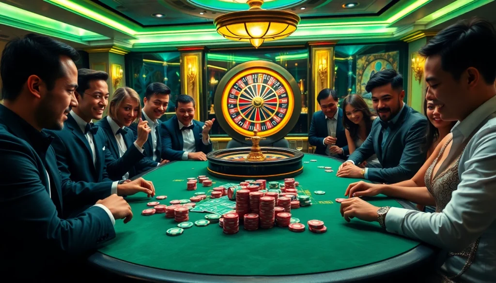 Experience thrilling casino gameplay with OK8386-themed poker tables and vibrant chips.