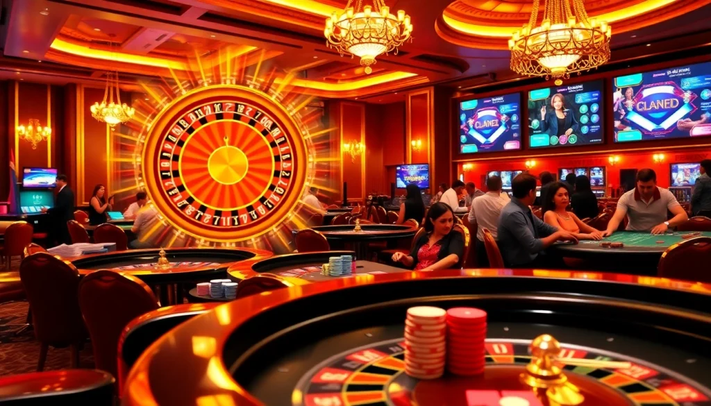Players enjoying a thrilling casino experience with 32win's vibrant gaming atmosphere.