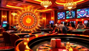 Players enjoying a thrilling casino experience with 32win's vibrant gaming atmosphere.