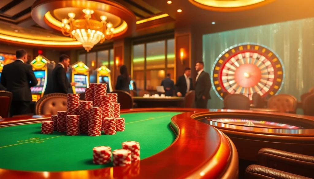 The dynamic atmosphere of 789win casino with elegant players strategizing at a poker table.