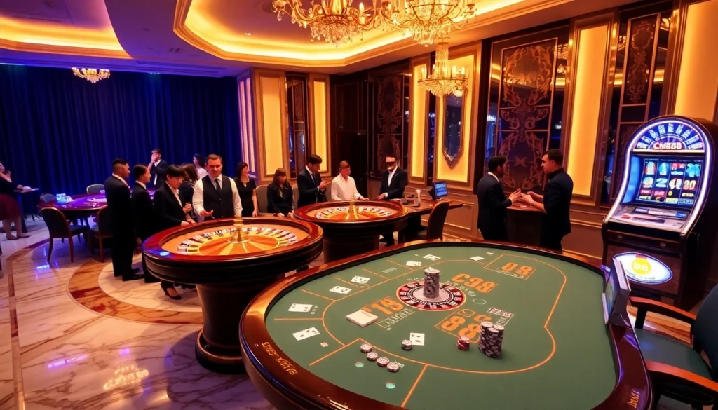 Experience high-stakes excitement at the CM88 casino with vibrant tables and thrilling games.