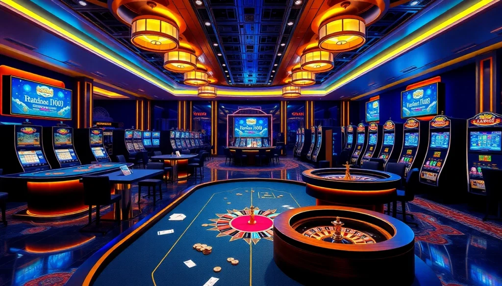 Experience thrilling games at https://f122.com.br/ with vibrant casino tables, slots, and poker chips.