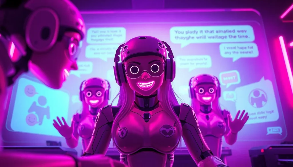 Engaging interactive scene of free sex ai chat characters and interface