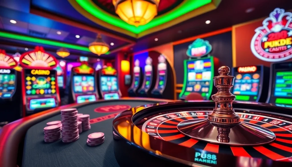 Experience the excitement of casino gambling at PU88 with vibrant roulette wheels and professional dealers.