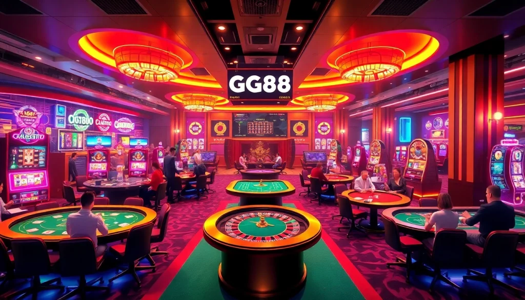 Experience the excitement of betting at GG88 with vibrant casino games and luxurious ambiance.