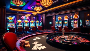 Experience the thrill of bet88 at an exciting casino table filled with poker chips and cards.